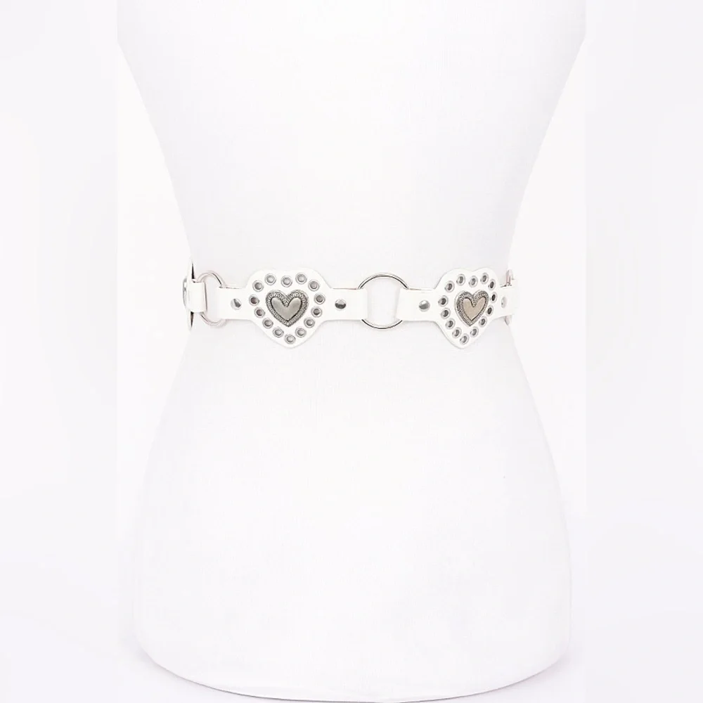 Vegan Leather Heart Western Concho Statement Belt